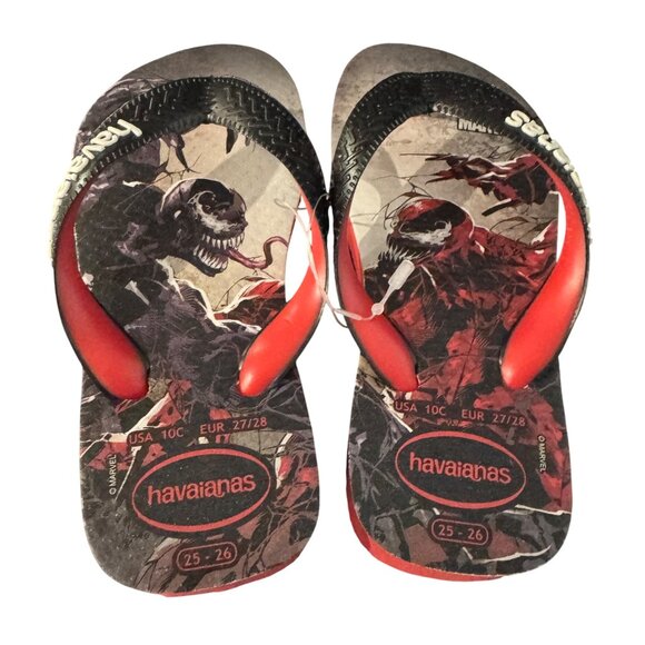 Havaianas Marvel Venom Vs. Carnage Black Kids Flip Flop Sandals, Size 10C - Picture 2 of 4